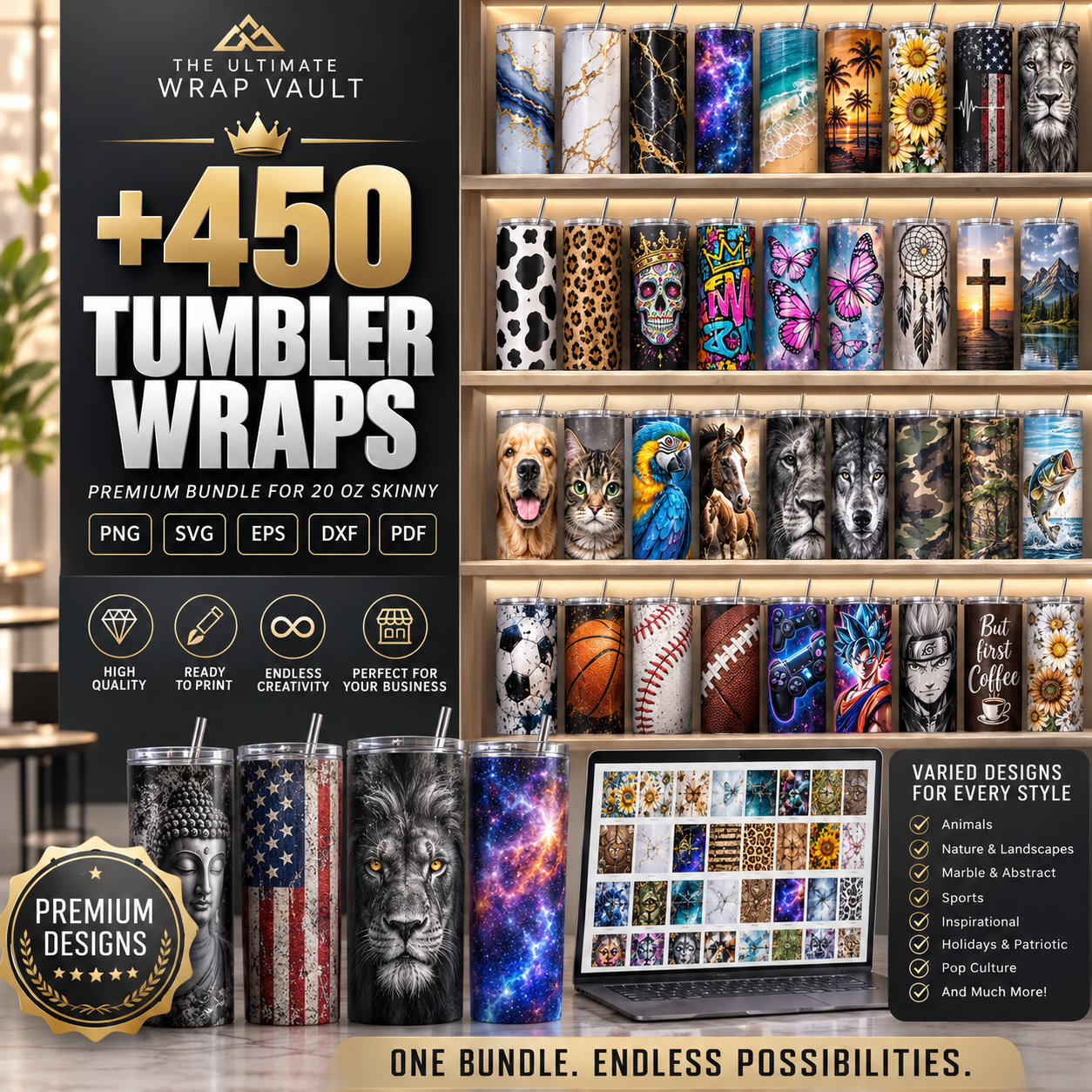 Premium Tumbler Wraps – 20 oz Variety Pack