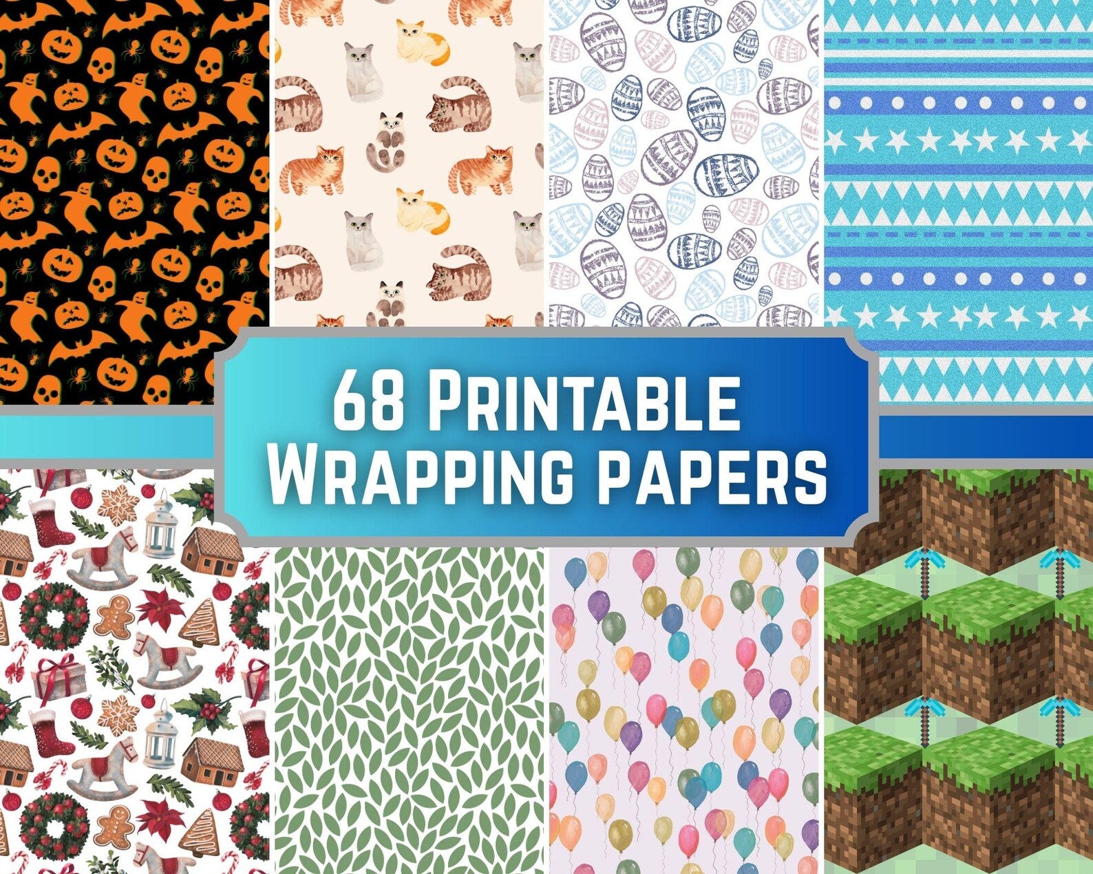 68 Printable Wrapping Paper Patterns: Holiday & Birthday Designs (PDF Download)