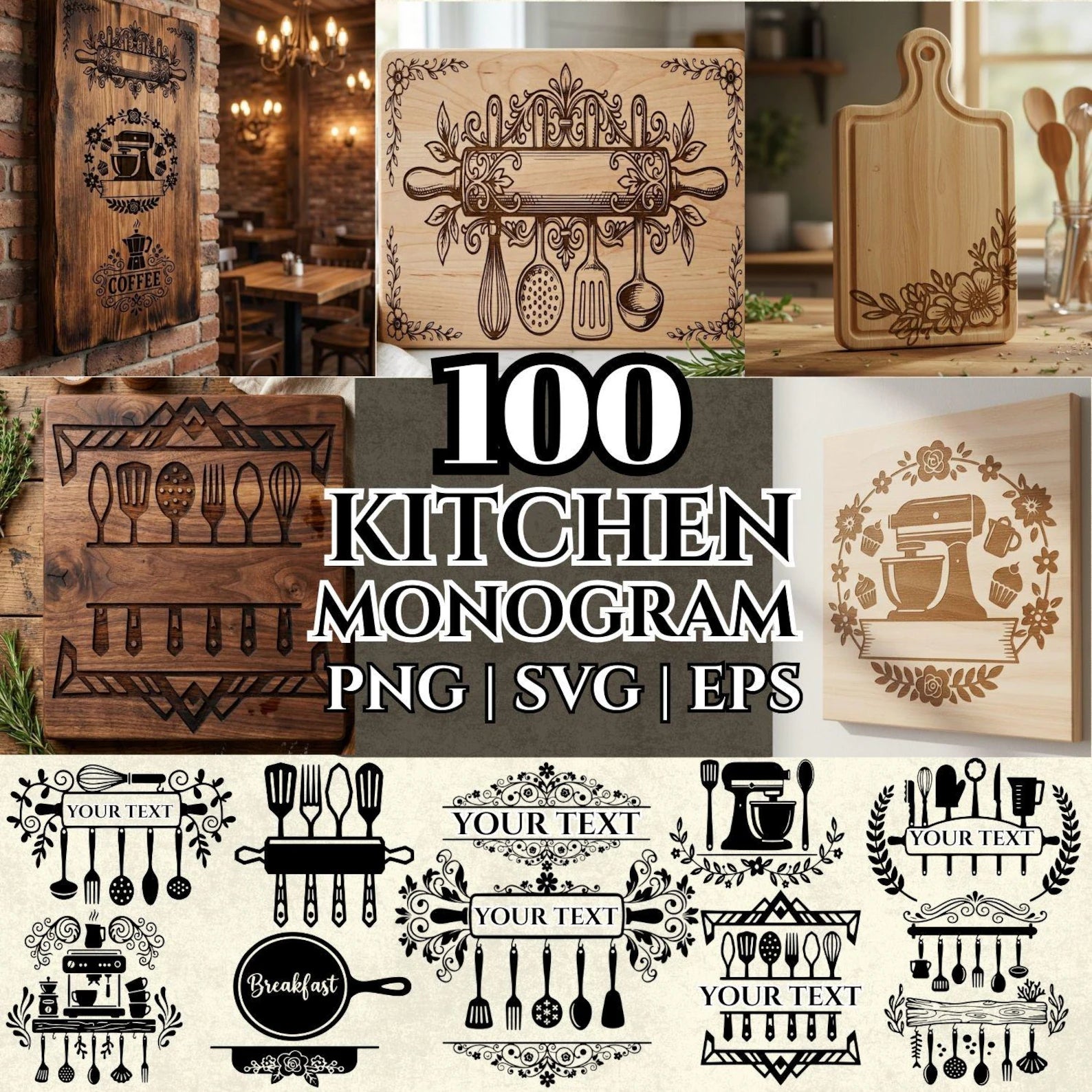 Kitchen Monogram SVG Bundle