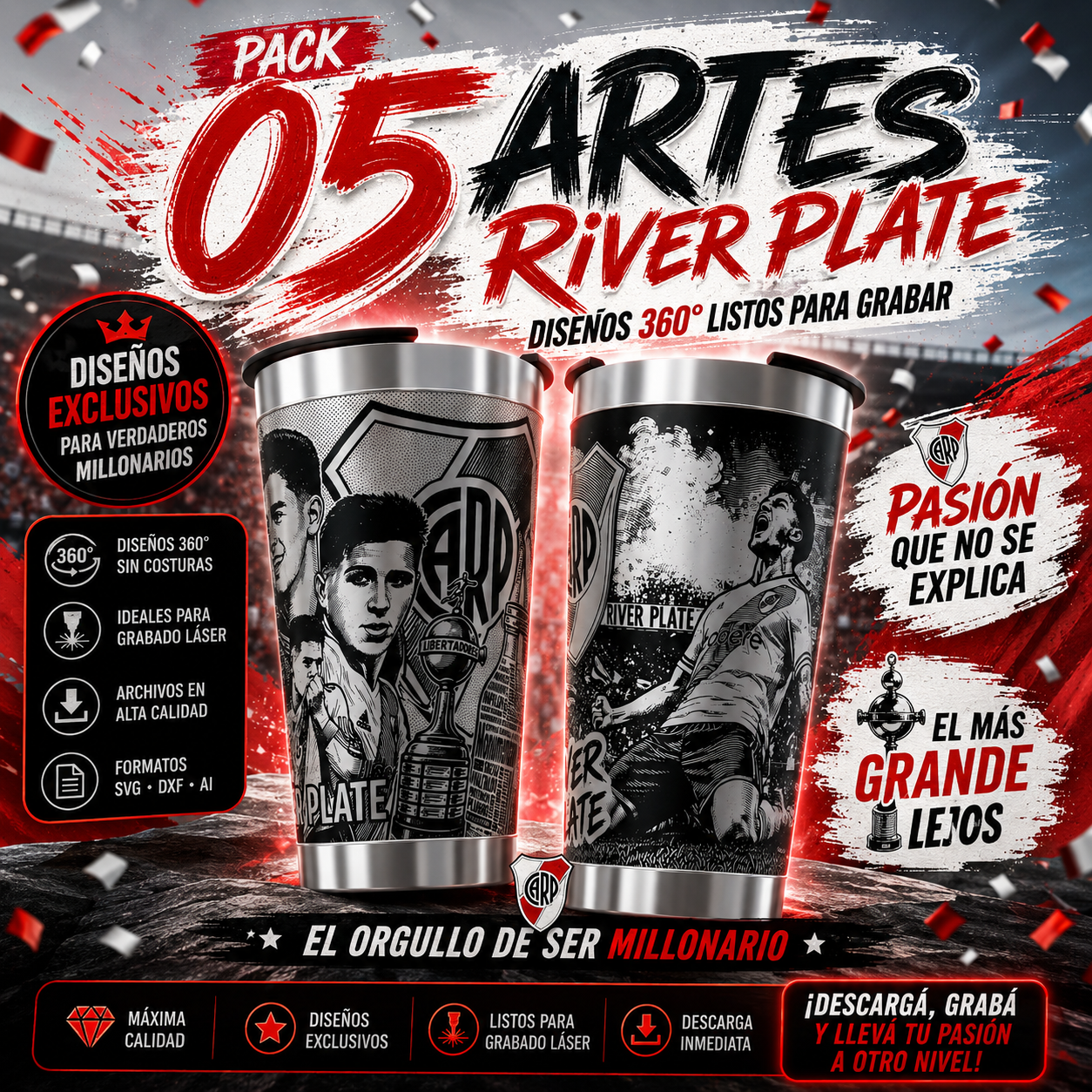 Pack 05 360º designs River Plate