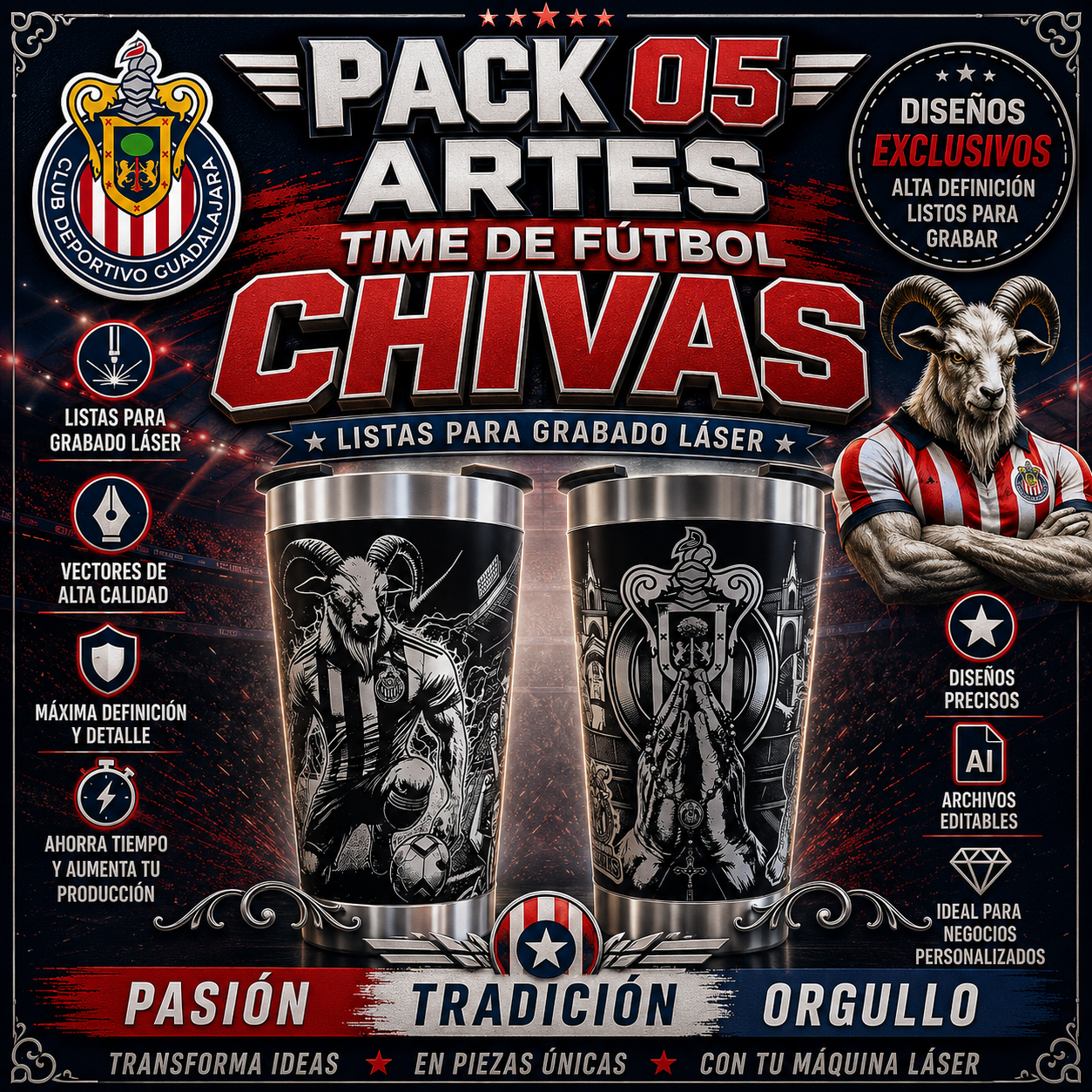 Pack 05 360º Designs Chivas Soccer Team