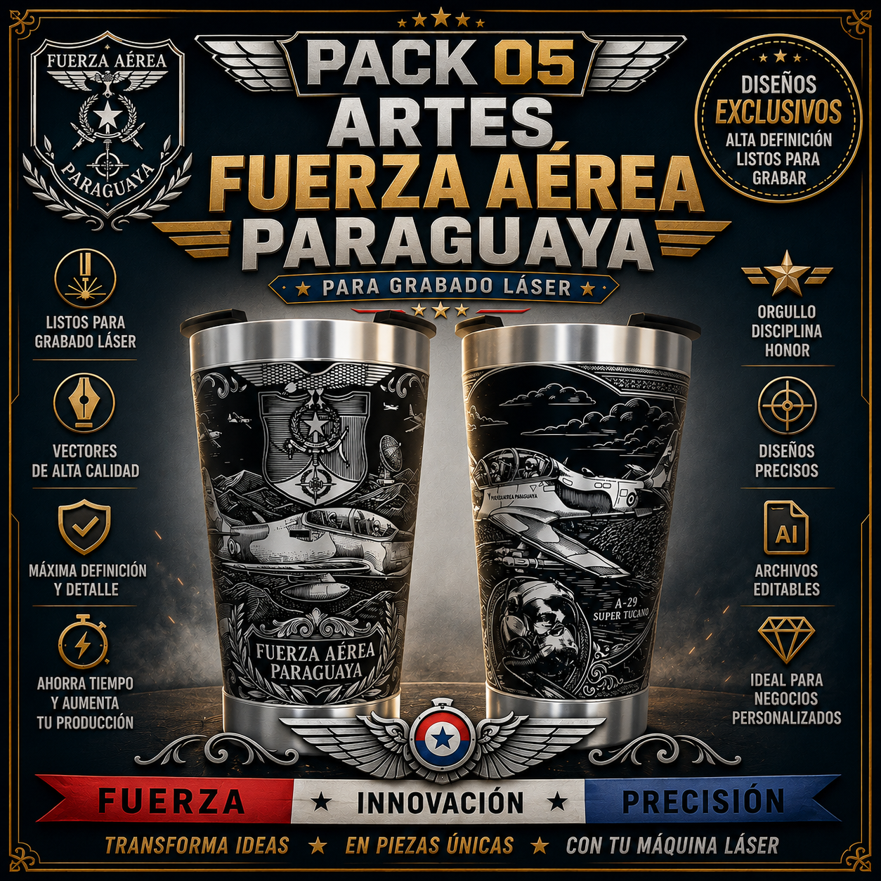 Pack 5 360º designs of the Paraguayan Air Force