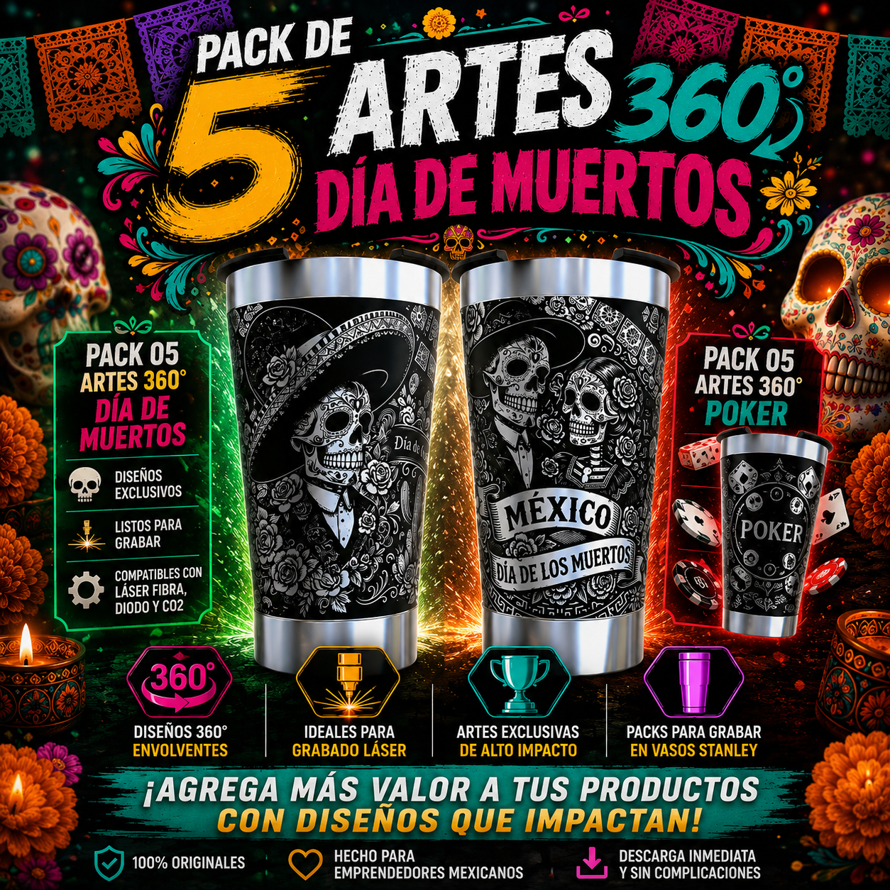 Pack 5 artes 360º dias dos Mortos