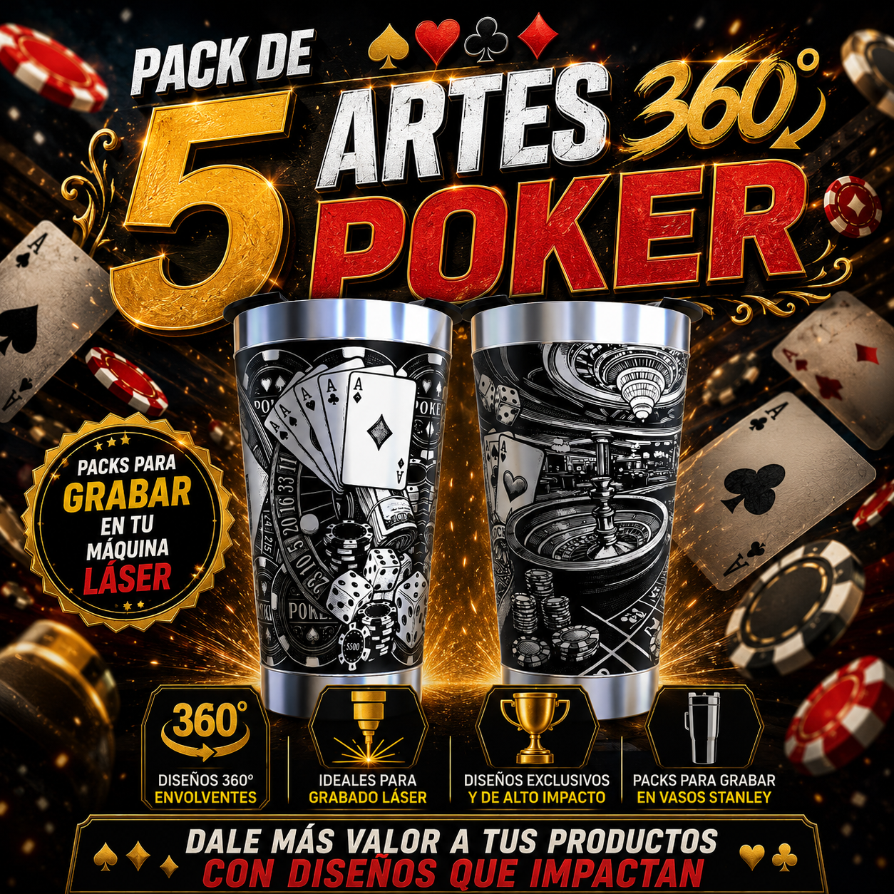 Pack 5 360º Poker game designs