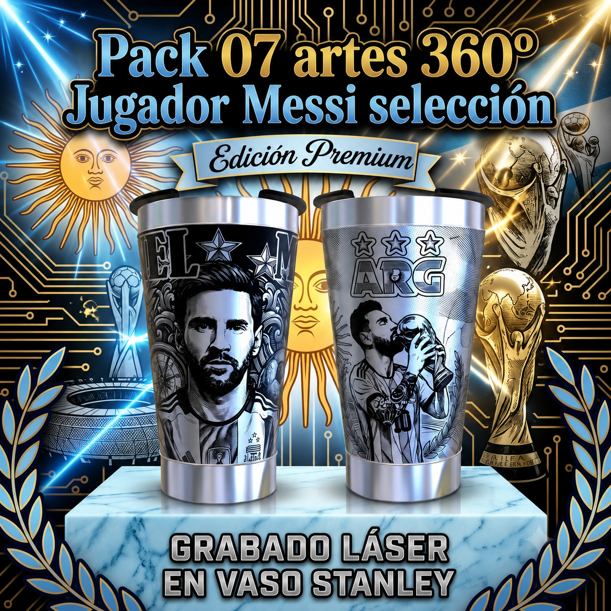 Pack 7 360º designs Lionel Messi