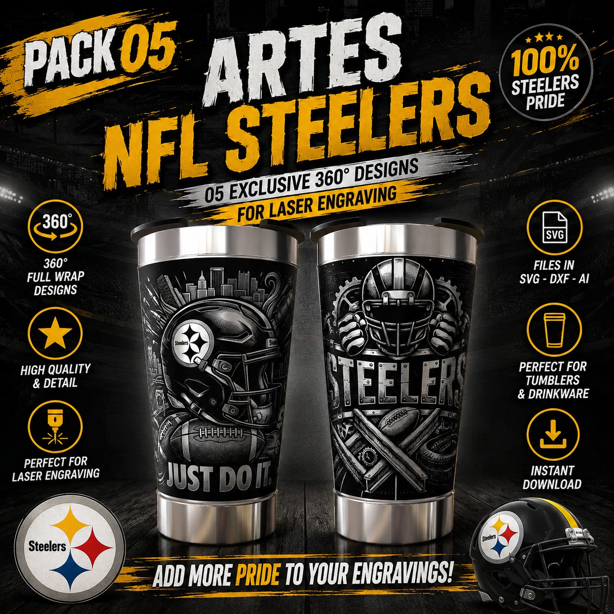 5-Pack of 360º Art NFL Steelers